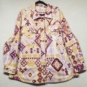 Liv Outdoor Womens XL Jacket Shacket Fleece Button Pockets Aztec Southwest Ranch